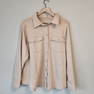 Universal Standard Misa Jersey Shirt Jacket | Tan / Beige | Size M (18-20)